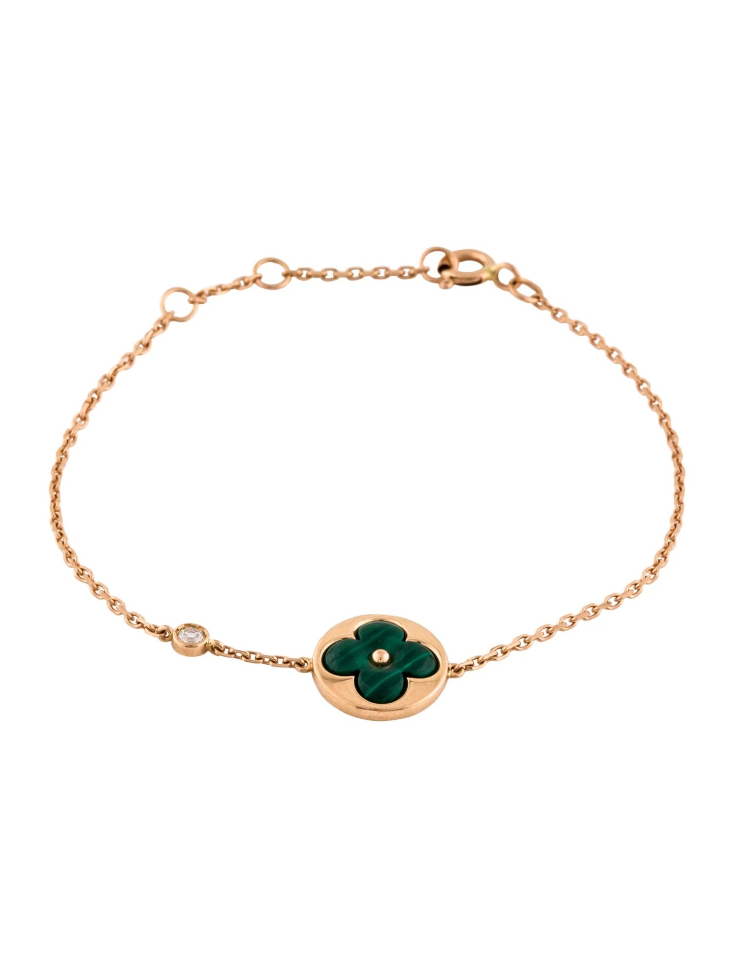 [Regalia jewelry]SUN MALACHITE 1 DIAMOND PINK GOLD BRACELET
