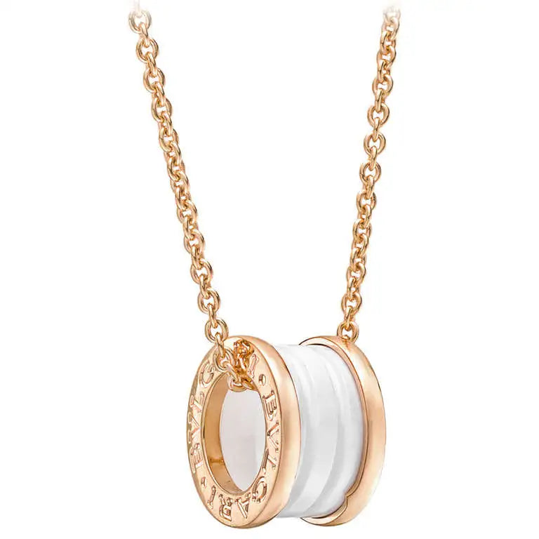 [Regalia jewelry]ZERO 1 WHITE CERAMIC PINK GOLD DIAMOND NECKLACE