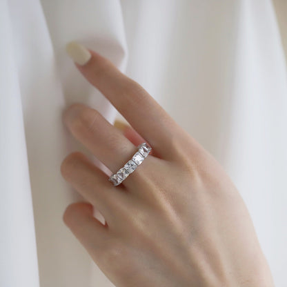 [Regalia jewelry]Elegant Princess Cut Tennis Ring