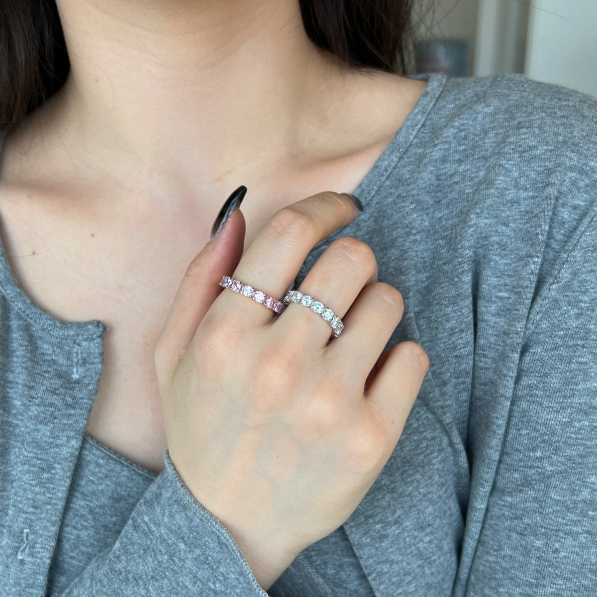 [Regalia jewelry]Eternity Round Cut Tennis Ring