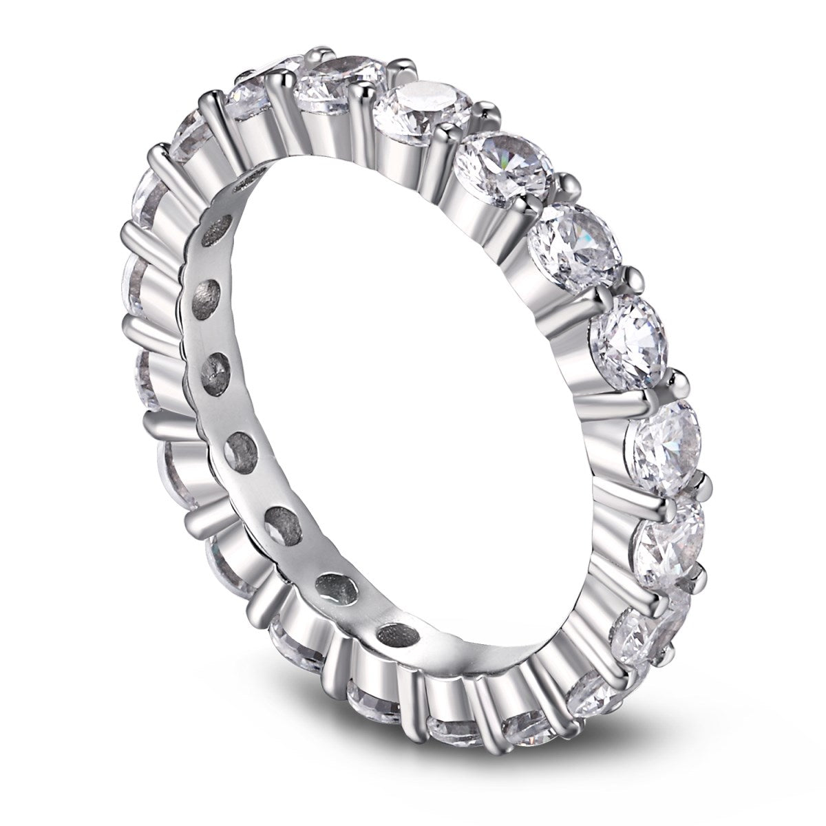 [Regalia jewelry]Sparkling Round Cut Tennis Ring