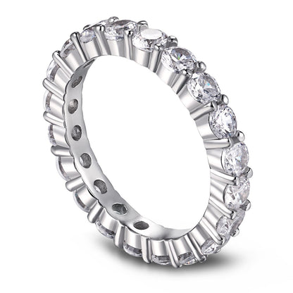 [Regalia jewelry]Sparkling Round Cut Tennis Ring