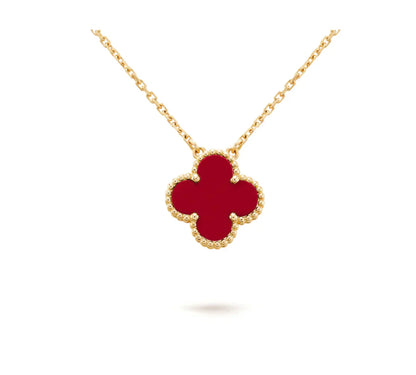 [Regalia jewelry]CLOVER 15MM CARNELIAN SINGLE FLOWER NECKLACE