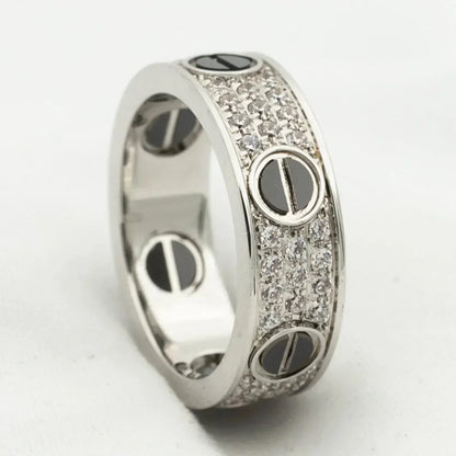 [Regalia jewelry]LOVE RING 5.5MM DIAMONDS PAVED CERAMIC