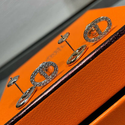 [Regalia jewelry]HM FULL DIAMOND PIG NOSE STUD EARRINGS