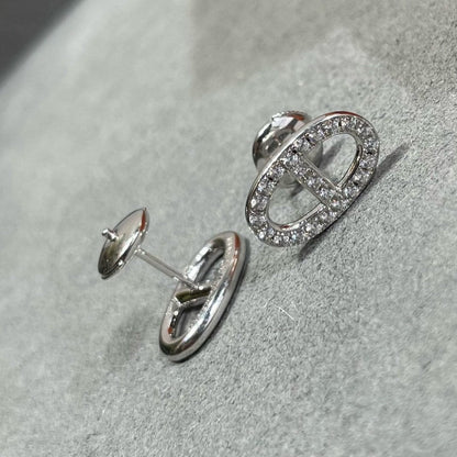 [Regalia jewelry]HM FULL DIAMOND PIG NOSE STUD EARRINGS