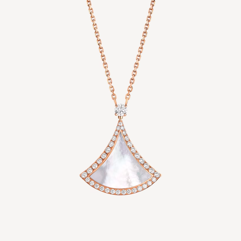 [Regalia jewelry]DREAM MOP DIAMOND PAVED PINK GOLD NECKLACE