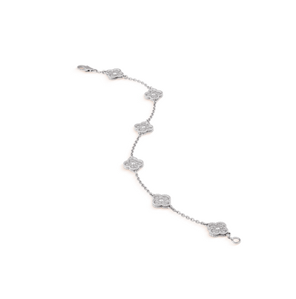 [Regalia jewelry]CLOVER 6 MOTIF SILVER DIAMOND BRACELET