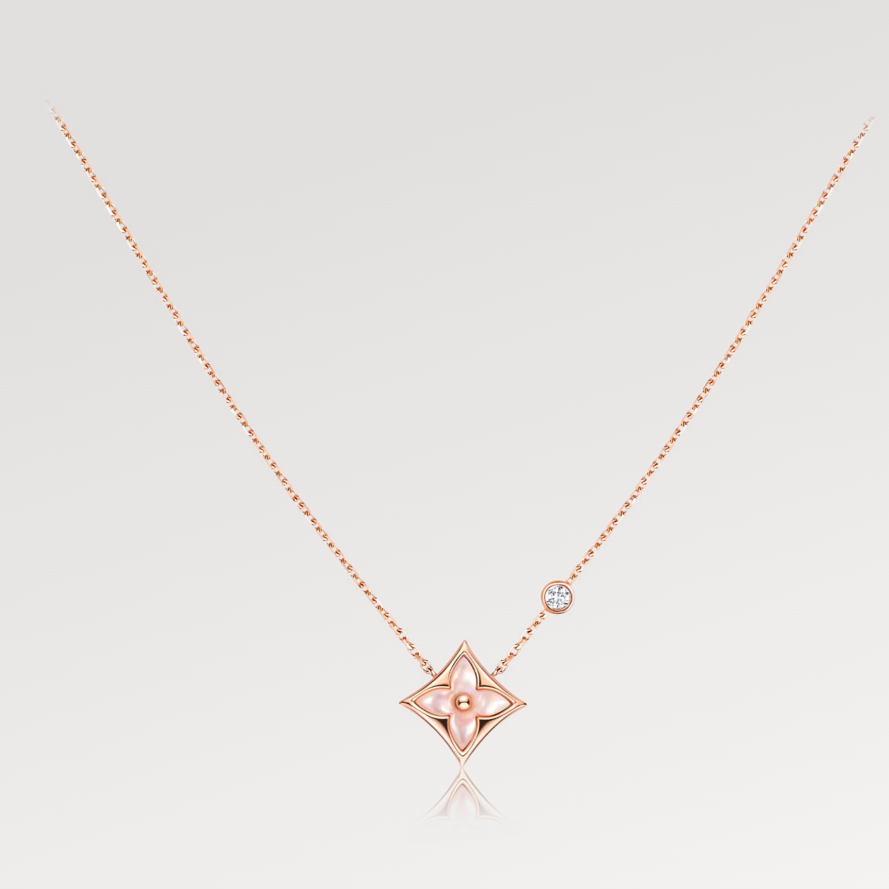 [Regalia jewelry]STAR PINK MOP 1 DIAMOND PINK GOLD NECKLACE