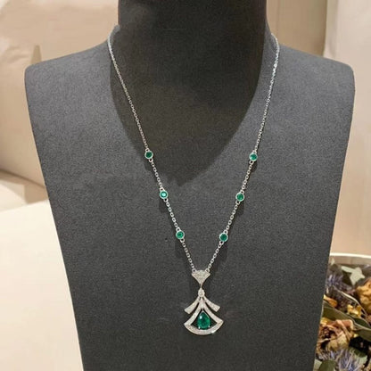 [Regalia jewelry]DREAM NECKLACE MALACHITE DIAMOND SILVER