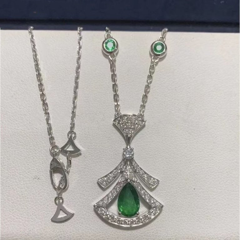 [Regalia jewelry]DREAM NECKLACE MALACHITE DIAMOND SILVER