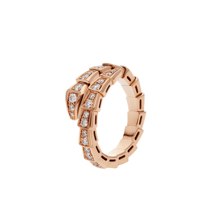 [Regalia jewelry]SERPENTI RING PINK GOLD DIAMOND PAVED 4MM