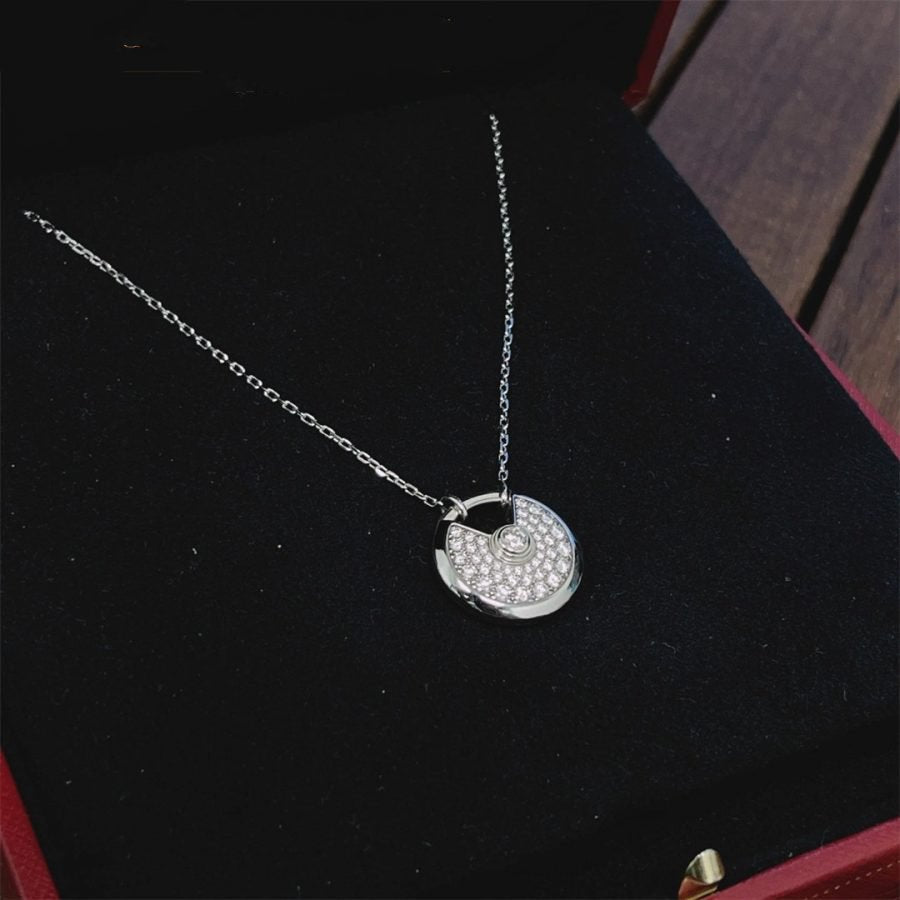 [Regalia jewelry]AMULETTE SILVER FULL DIAMOND NECKLACE