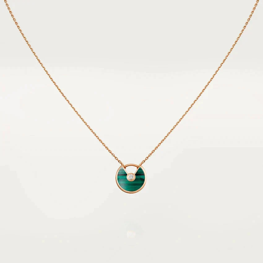 [Regalia jewelry]AMULETTE ROSE GOLD MALACHITE NECKLACE