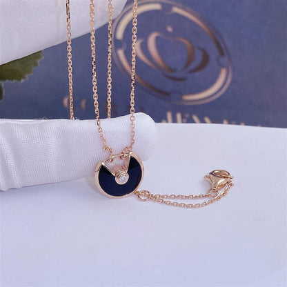 [Regalia jewelry]AMULETTE ROSE GOLD ONYX NECKLACE