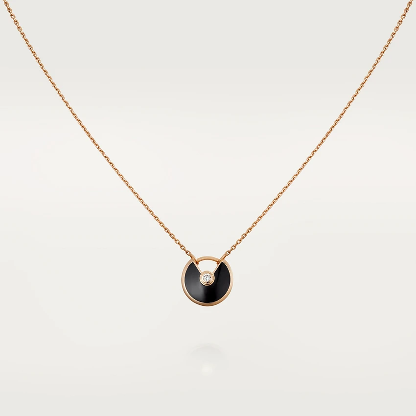 [Regalia jewelry]AMULETTE ROSE GOLD ONYX NECKLACE