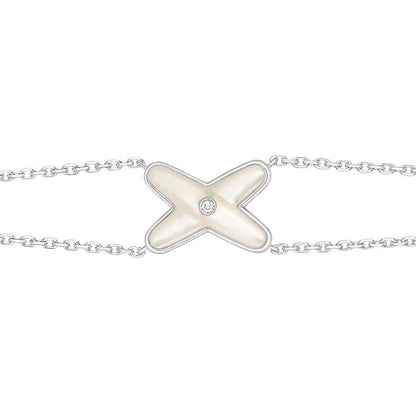 [Regalia jewelry]JEUX BRACELET WHITE MOP SILVER 1 DIAMOND