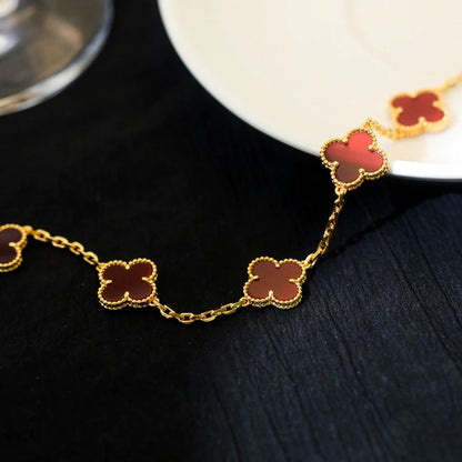 [Regalia jewelry]CLOVER 5 MOTIFS RED AGATE  BRACELET
