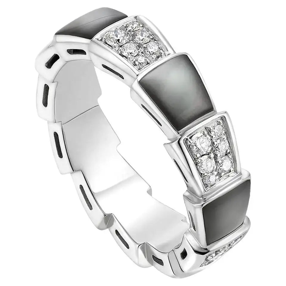 [Regalia jewelry]SERPENTI RING SILVER DIAMOND BLACK MOP 4MM