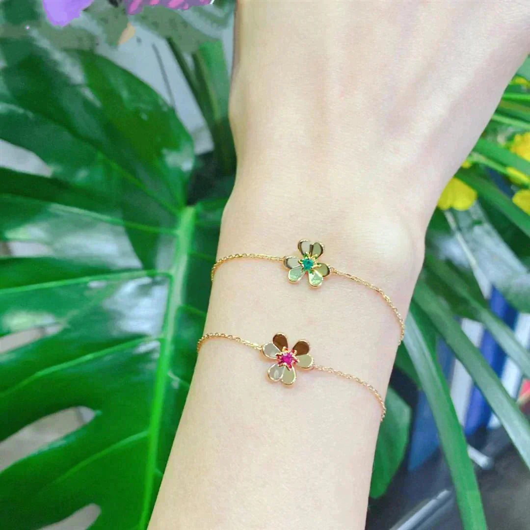 [Regalia jewelry]FRIVOLE GOLD FLOWER PINK MALACHITE BRACELET