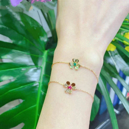 [Regalia jewelry]FRIVOLE GOLD FLOWER PINK MALACHITE BRACELET