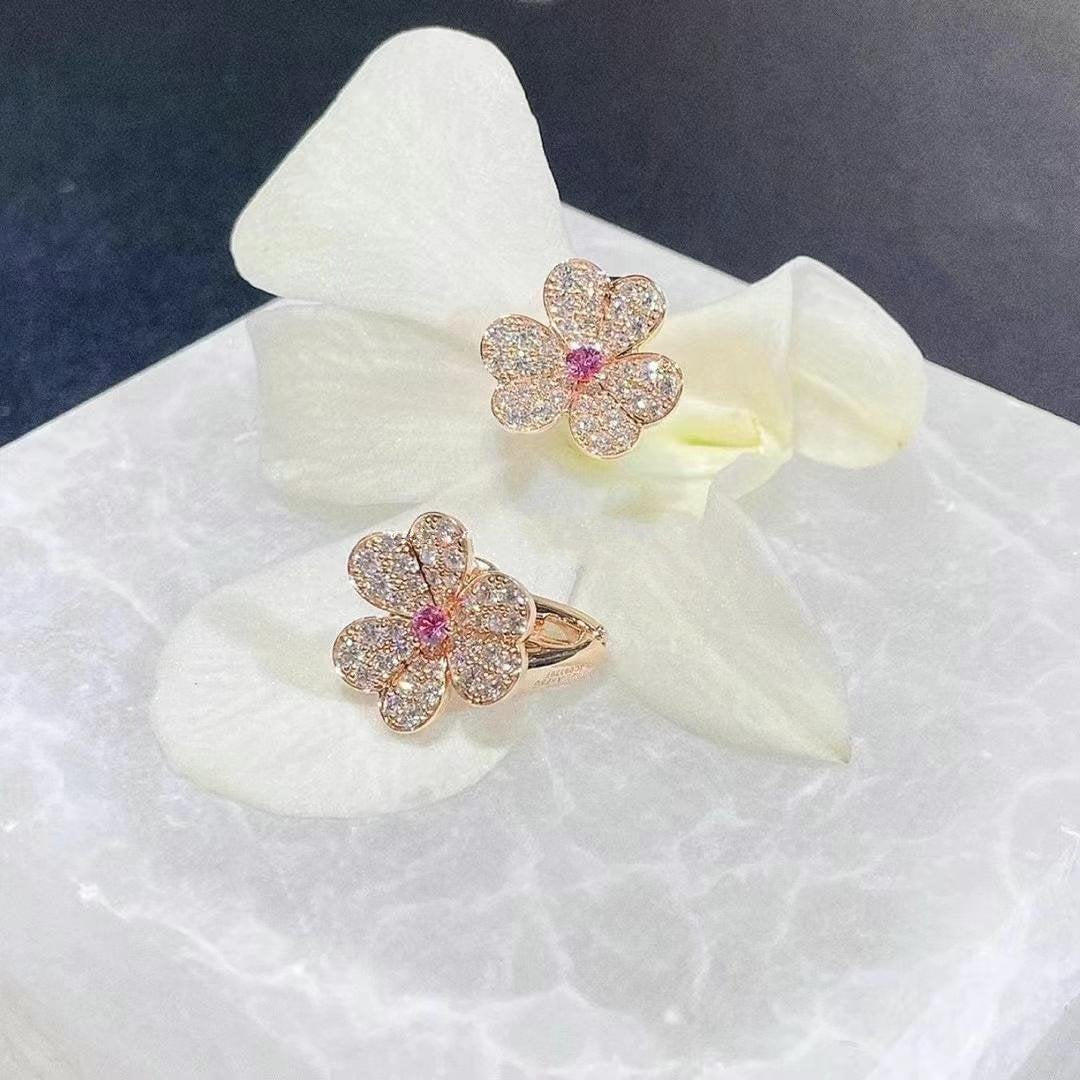 [Regalia jewelry]FRIVOLE PINK GOLD FLOWER DIAMOND EARRINGS