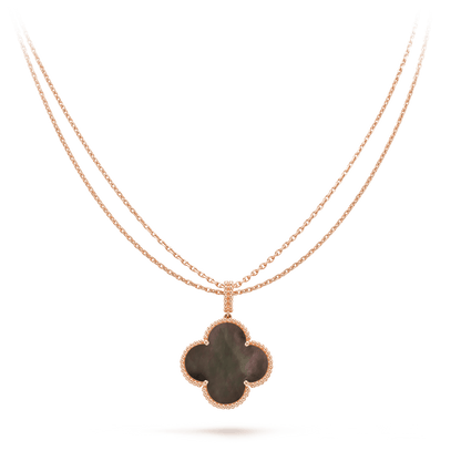 [Regalia jewelry]CLOVER 25MM GOLD DARK MOP BIG CLOVER NECKLACE