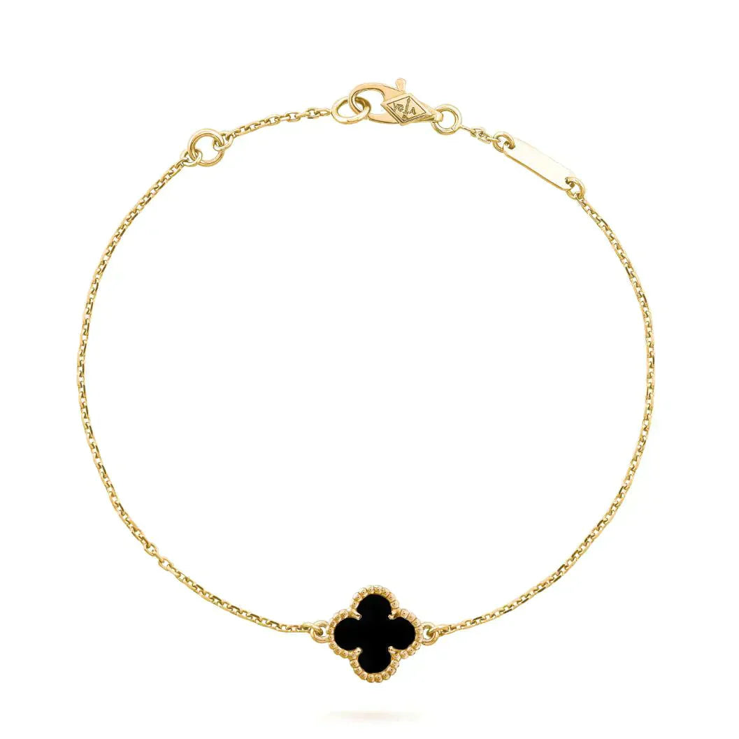 [Regalia jewelry]CLOVER ONYX SINGLE FLOWER BRACELET