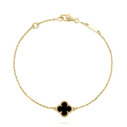 [Regalia jewelry]CLOVER ONYX SINGLE FLOWER BRACELET