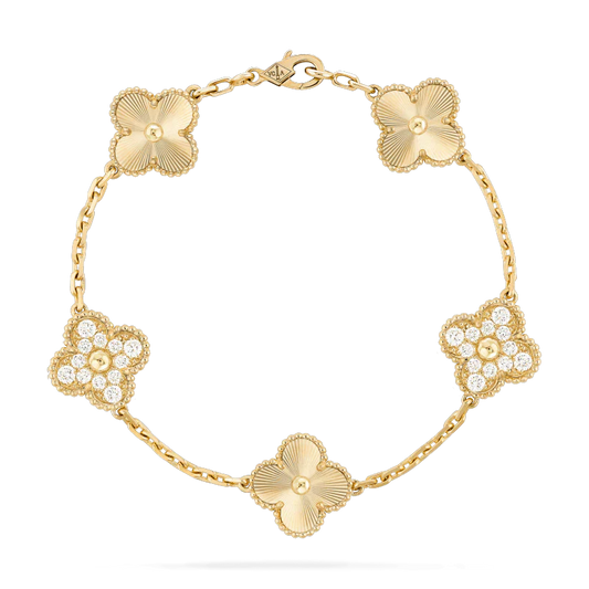 [Regalia jewelry]CLOVER BRACELET 5 MOTIFS GOLD DIAMOND