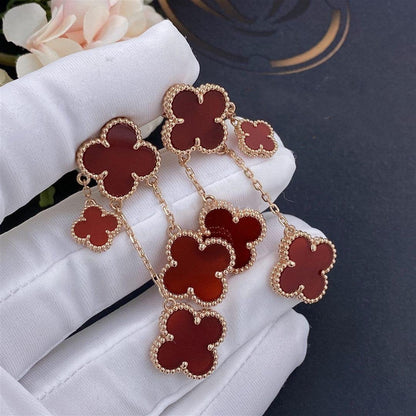 [Regalia jewelry]CLOVER EARRINGS CARNELIAN 4 MOTIFS PINK GOLD