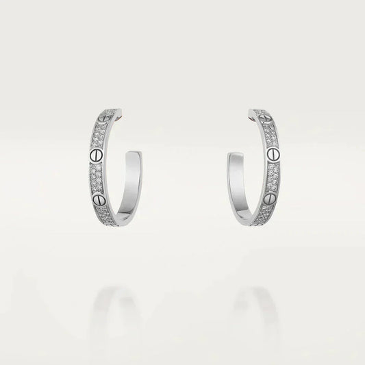 [Regalia jewelry]LOVE DIAMOND SILVER HOOP EARRINGS