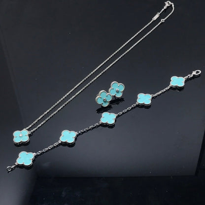 [Regalia jewelry]CLOVER 1 DIAMOND BLUE SKY SILVER EARRINGS