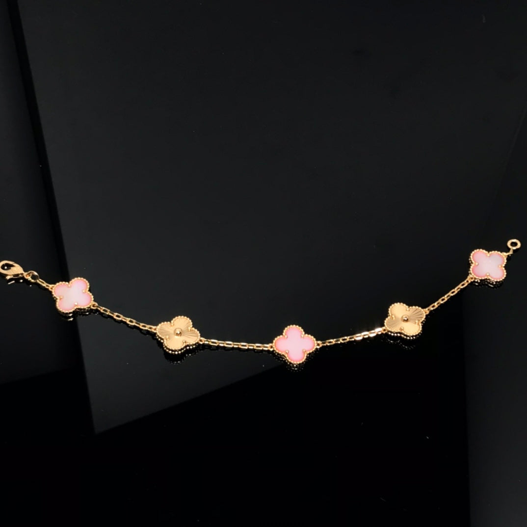 [Regalia jewelry]CLOVER BRACELET 5 MOTIF PINK AND PINK GOLD