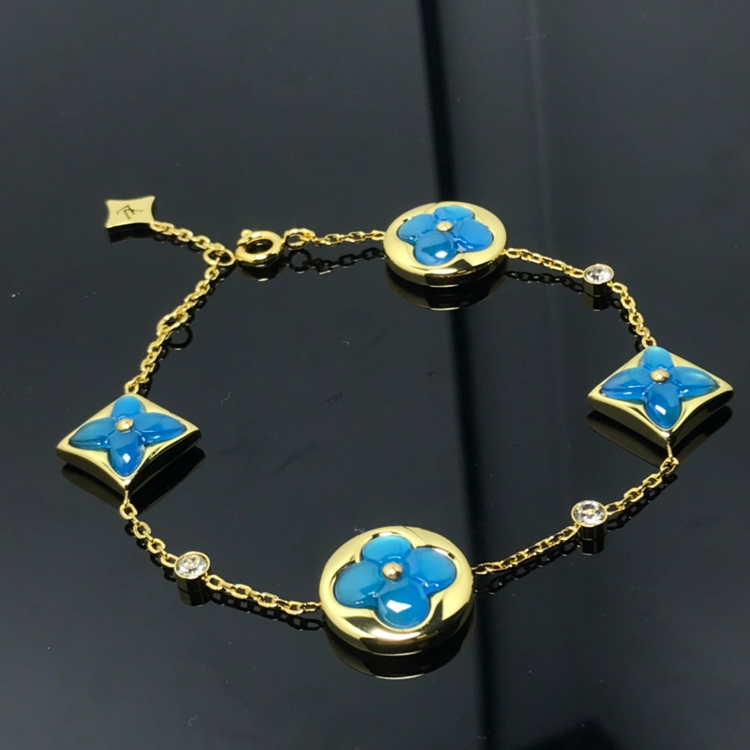 [Regalia jewelry]STAR AND SUN 4 MOTIF BLUE BRACELET