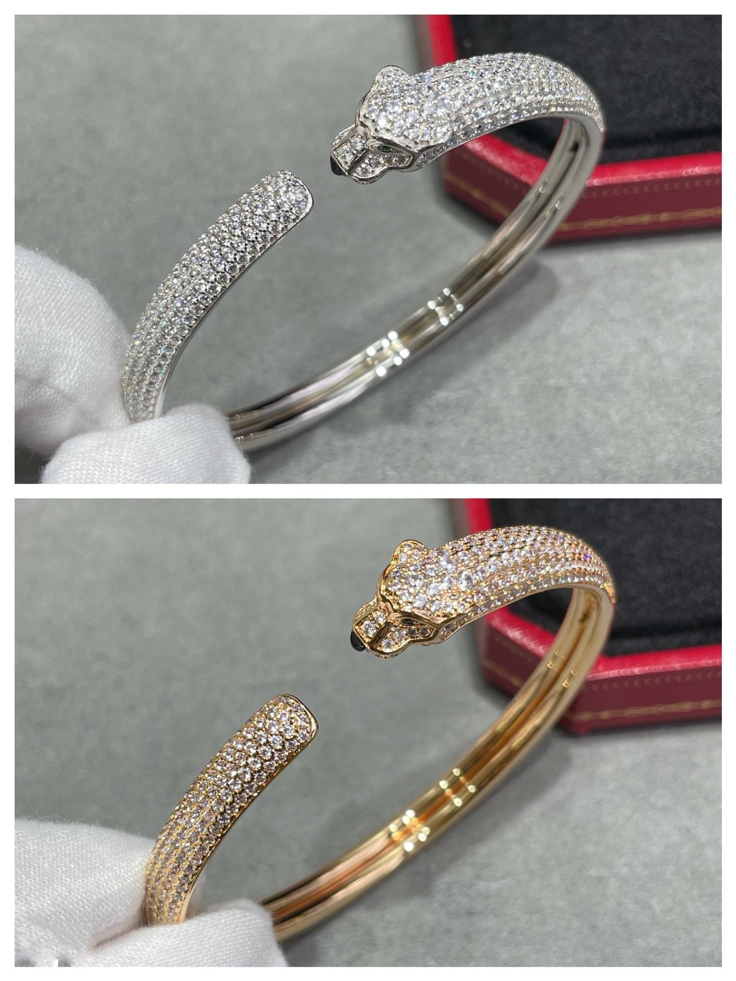 [Regalia jewelry]PANTHERE FULL DIAMOND OPEN BRACELET