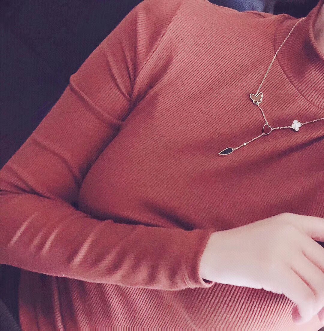 [Regalia jewelry]LUCKY SPRING 4 MOTIFS ROSE GOLD NECKLACE