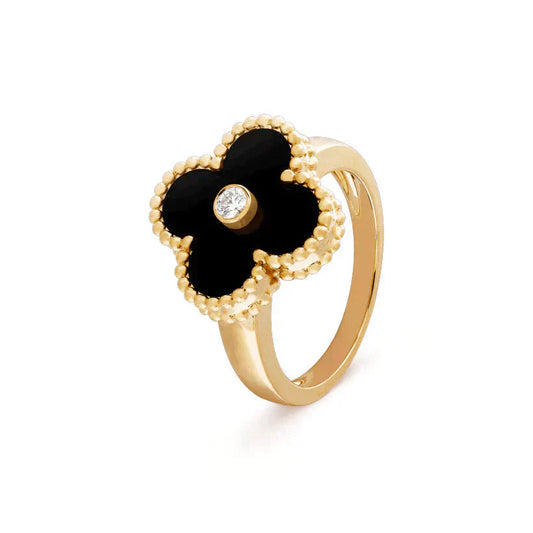 [Regalia jewelry]CLOVER ONYX RING GOLD DIAMOND