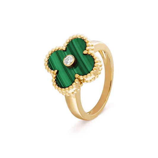 [Regalia jewelry]CLOVER MALACHITE RING GOLD DIAMOND